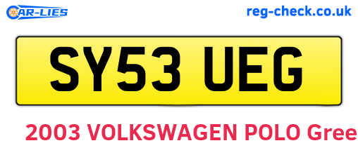 SY53UEG are the vehicle registration plates.