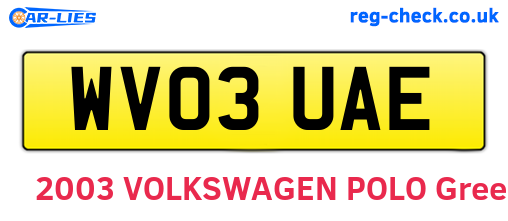 WV03UAE are the vehicle registration plates.