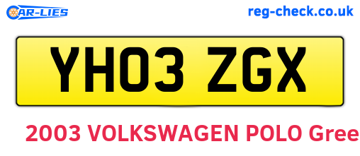 YH03ZGX are the vehicle registration plates.