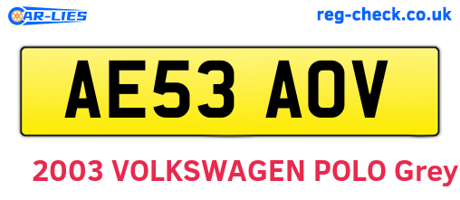 AE53AOV are the vehicle registration plates.