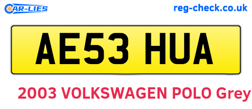 AE53HUA are the vehicle registration plates.