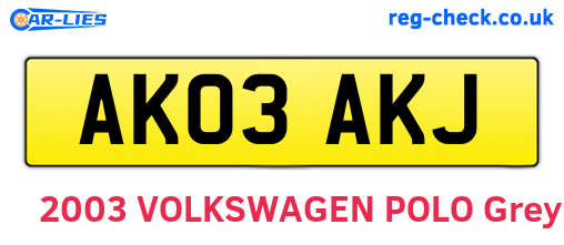 AK03AKJ are the vehicle registration plates.