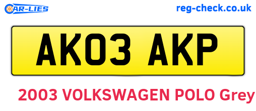 AK03AKP are the vehicle registration plates.