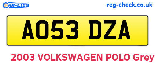 AO53DZA are the vehicle registration plates.