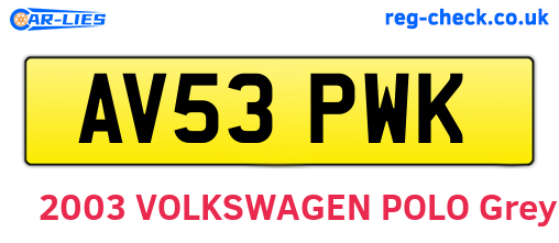 AV53PWK are the vehicle registration plates.