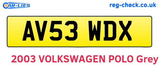 AV53WDX are the vehicle registration plates.