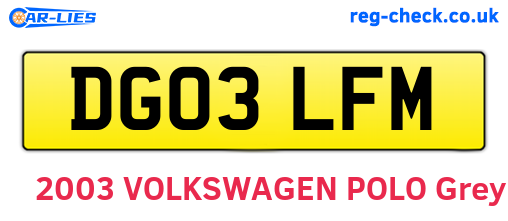 DG03LFM are the vehicle registration plates.