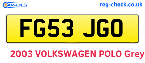 FG53JGO are the vehicle registration plates.