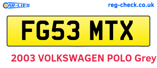 FG53MTX are the vehicle registration plates.