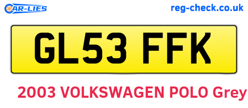 GL53FFK are the vehicle registration plates.