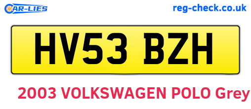 HV53BZH are the vehicle registration plates.