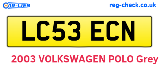 LC53ECN are the vehicle registration plates.