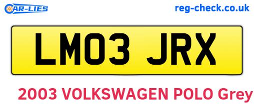LM03JRX are the vehicle registration plates.