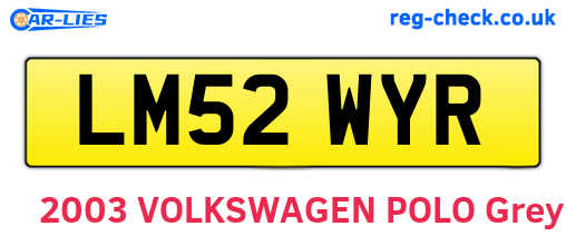 LM52WYR are the vehicle registration plates.