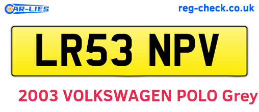 LR53NPV are the vehicle registration plates.
