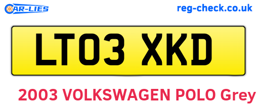 LT03XKD are the vehicle registration plates.