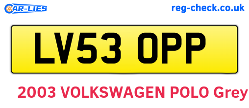 LV53OPP are the vehicle registration plates.