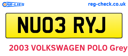 NU03RYJ are the vehicle registration plates.
