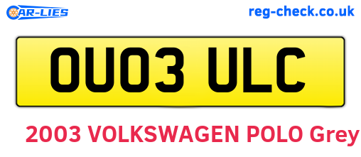 OU03ULC are the vehicle registration plates.