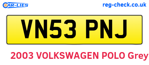 VN53PNJ are the vehicle registration plates.