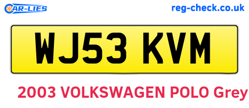 WJ53KVM are the vehicle registration plates.