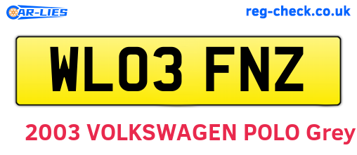 WL03FNZ are the vehicle registration plates.