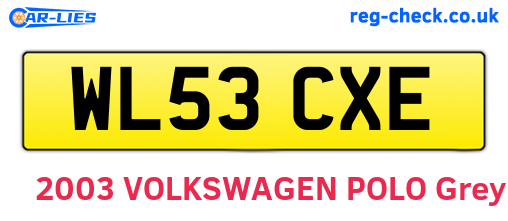 WL53CXE are the vehicle registration plates.