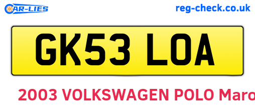 GK53LOA are the vehicle registration plates.