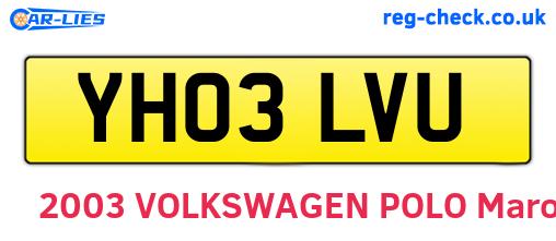 YH03LVU are the vehicle registration plates.