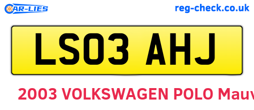 LS03AHJ are the vehicle registration plates.