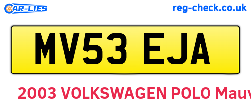 MV53EJA are the vehicle registration plates.