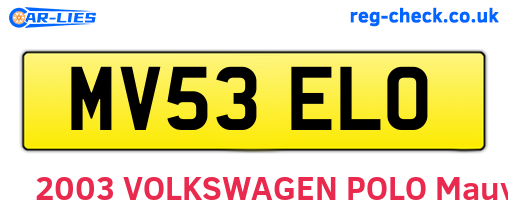 MV53ELO are the vehicle registration plates.