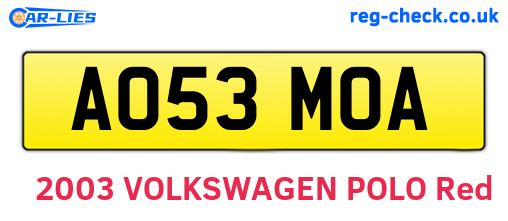 AO53MOA are the vehicle registration plates.