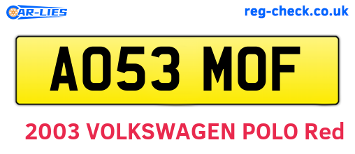 AO53MOF are the vehicle registration plates.