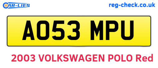 AO53MPU are the vehicle registration plates.