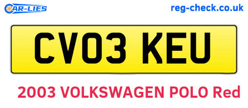 CV03KEU are the vehicle registration plates.
