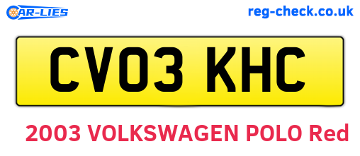 CV03KHC are the vehicle registration plates.
