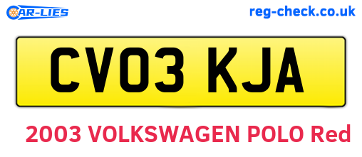 CV03KJA are the vehicle registration plates.