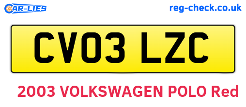 CV03LZC are the vehicle registration plates.