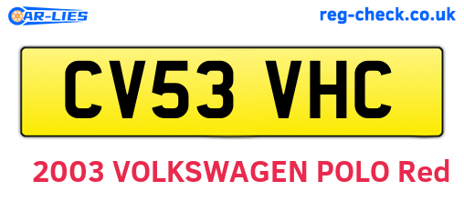 CV53VHC are the vehicle registration plates.