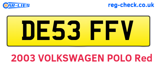 DE53FFV are the vehicle registration plates.