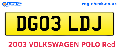 DG03LDJ are the vehicle registration plates.