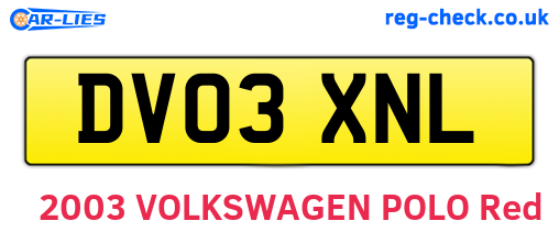 DV03XNL are the vehicle registration plates.
