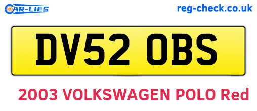 DV52OBS are the vehicle registration plates.