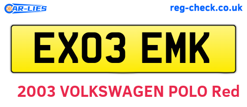 EX03EMK are the vehicle registration plates.