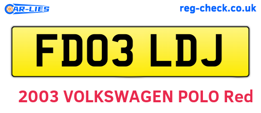 FD03LDJ are the vehicle registration plates.