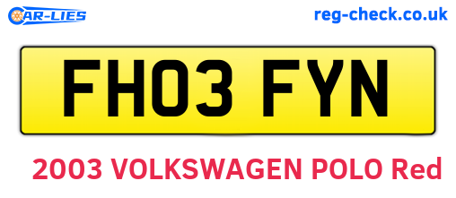 FH03FYN are the vehicle registration plates.