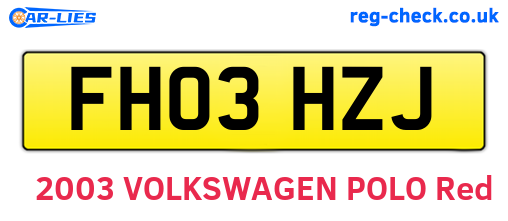 FH03HZJ are the vehicle registration plates.