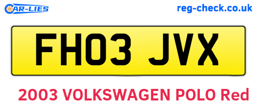 FH03JVX are the vehicle registration plates.