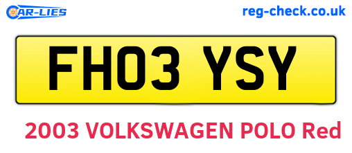 FH03YSY are the vehicle registration plates.